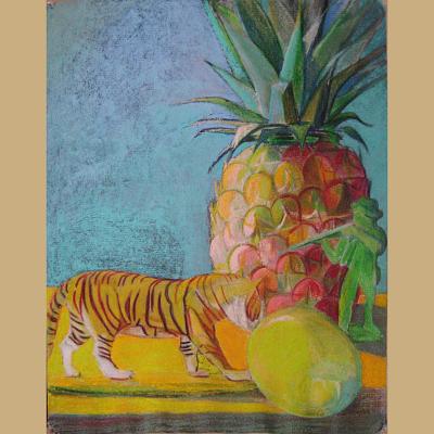 Hemingway <p>Pastel sec et crayons colorés sur papier, cm 32 x 25<br class='autobr' />
2017</p>